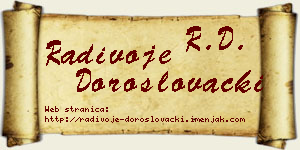 Radivoje Doroslovački vizit kartica
